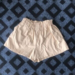High-Waist Paperbag Women's Shorts in Light Beige
